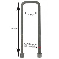 590050-00  -  Roadmaster Sway Bar Extended U-Bolt Kit for Ford F53 (Square Top - 15-3/4" Long)